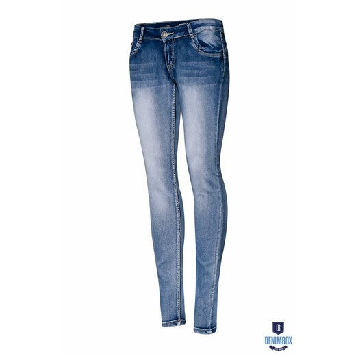 Ziarniste jeansowe rurki denimbox-pl niebieski bawełniane