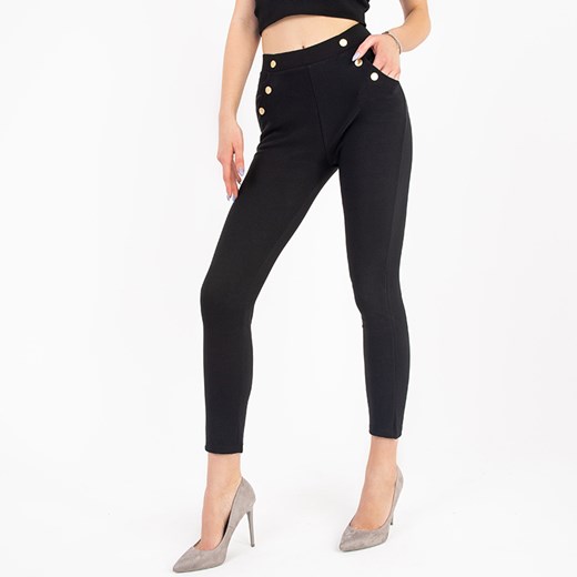 Czarne tregginsy damskie ze złotymi guzikami PLUS SIZE - Odzież Royalfashion.pl 3XL/4XL royalfashion.pl