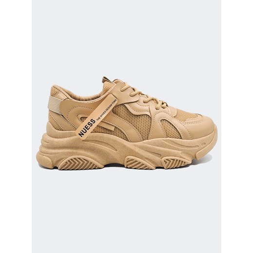 Sneakersy Damskie Na Grubej Podeszwie Khaki ze sklepu LaButy.pl w kategorii Buty sportowe damskie - zdjęcie 130533520