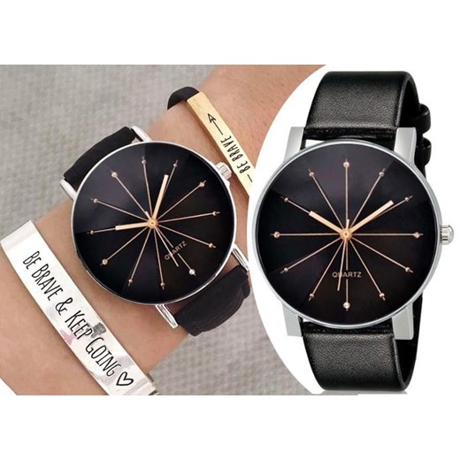 Damski Zegarek Retro skórzany pasek czarny Jewelry & Watches Edibazzar wyprzedaż