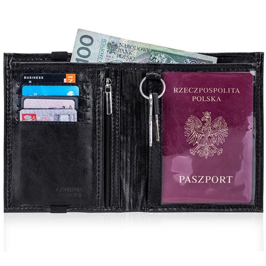 Skórzany portfel męski na paszport SOLIER SW07 czarny Solier  Skorzana.com