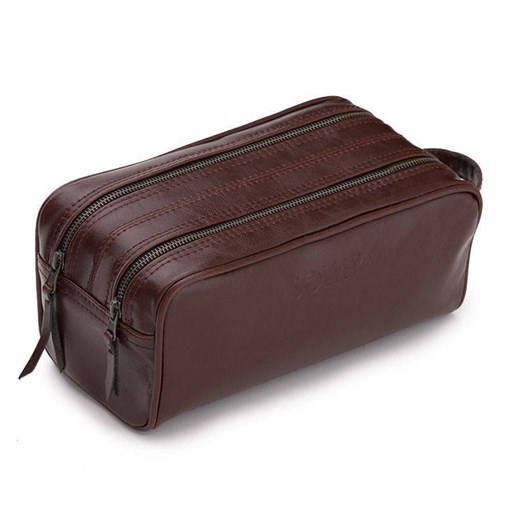 Elegancka skórzana kosmetyczka męska Solier burgundowa Solier Skorzana.com