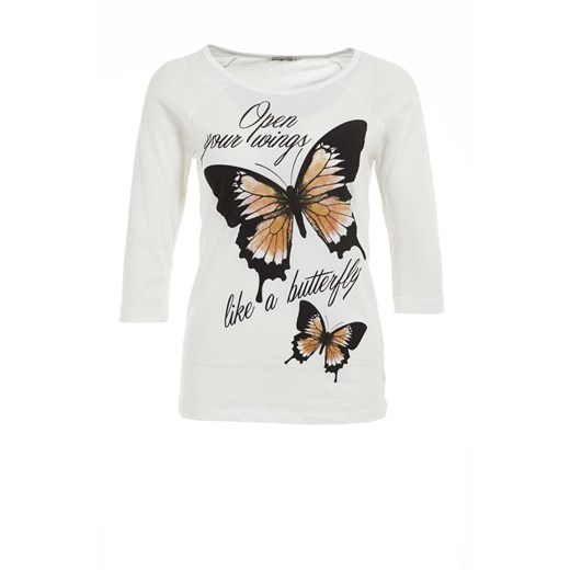 T-shirt with butterfly print terranova bialy motyle
