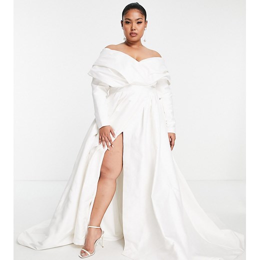 ASOS EDITION Curve – Lola – Strukturalna suknia ślubna z odsłoniętymi ramionami 44 Asos Poland