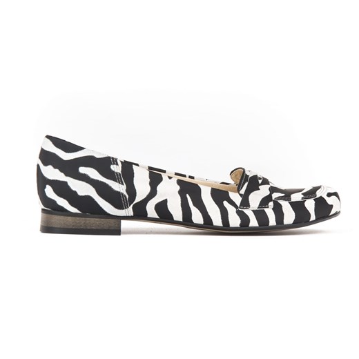 klasyczne głębokie balerinki lordsy - skóra naturalna - model 025 - kolor zebra Zapato 41 zapato.com.pl