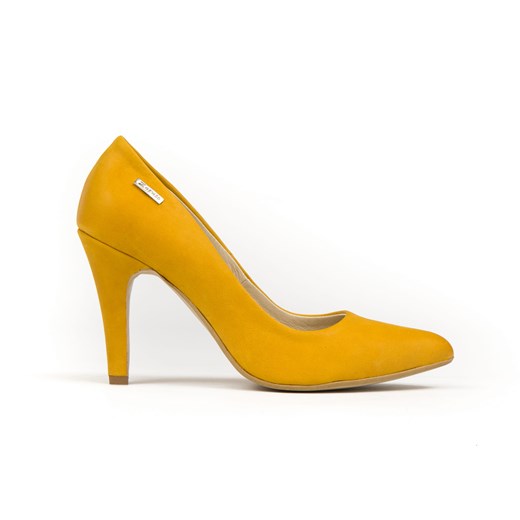 nubukowe szpilki - skóra naturalna - model 035 - kolor żółty Zapato 39 zapato.com.pl