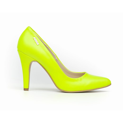 neonowe szpilki - skóra naturalna - model 035 - kolor żółty neon Zapato 37 zapato.com.pl