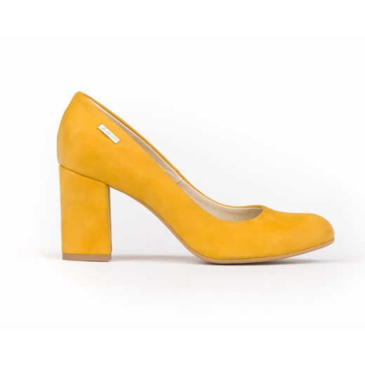 klasyczne czółenka na słupku - skóra naturalna - model 042 - kolor żółty Zapato 43 zapato.com.pl