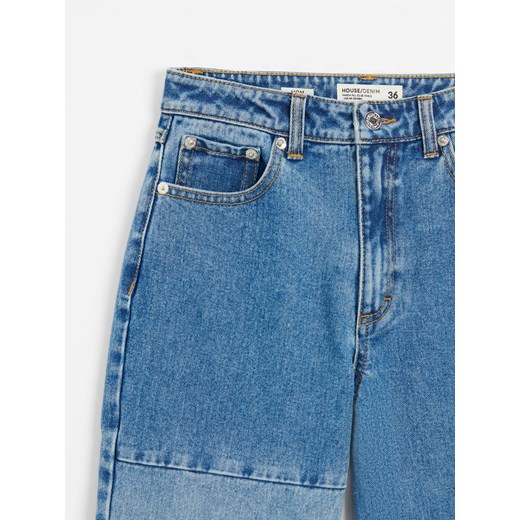 Jeansy mom fit patchwork - Niebieski House 32 House