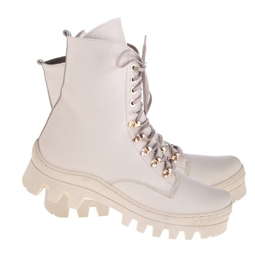 BOTKI SKÓRZANE W KOLORZE ECRU Z4430 LaFEMME (36) Lafemmeshoes 38 lafemmeshoes.pl