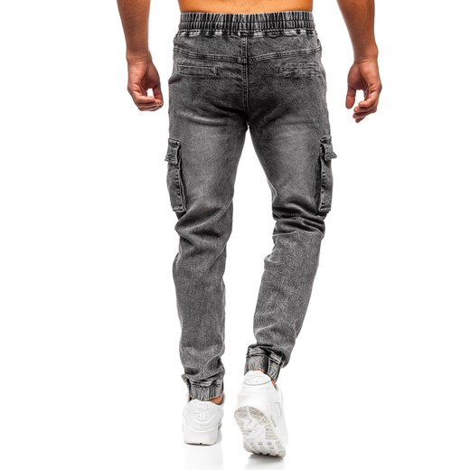 Czarne spodnie jeansowe joggery bojówki męskie Denley HY1028 2XL wyprzedaż Denley
