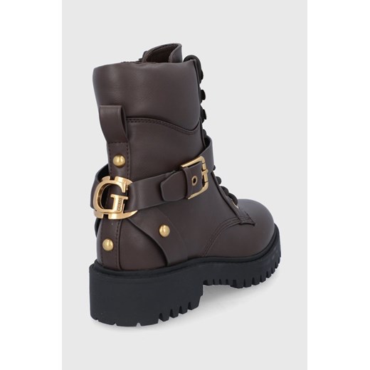 Guess Workery damskie kolor brązowy na płaskim obcasie Guess 40 wyprzedaż ANSWEAR.com