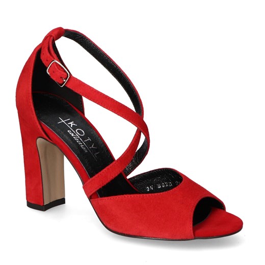 Sandały Kotyl 5921 Czerwone zamsz ze sklepu Arturo-obuwie w kategorii Sandały damskie - zdjęcie 130738163