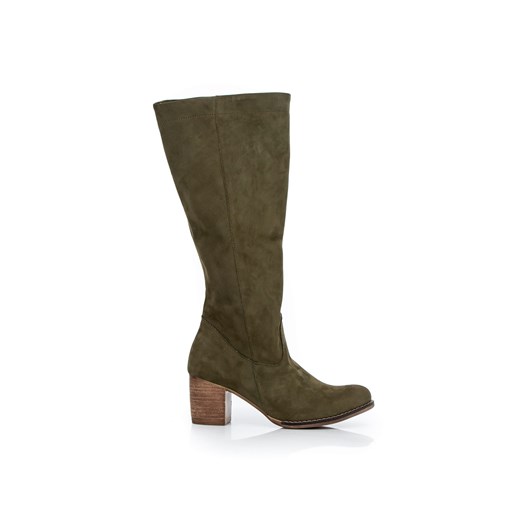 nubukowe kozaki na słupku - skóra naturalna - model 154 - kolor oliwka (37) Zapato 37 zapato.com.pl