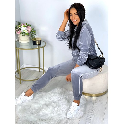 Szary Welurowy Komplet 7303-58-C Modnakiecka.pl 38 ModnaKiecka.pl