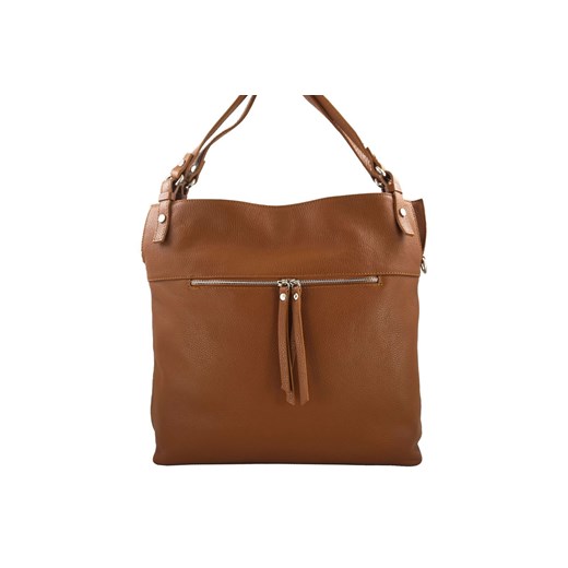 Duży skórzany worek / shopper bag - A4 - Brązowy jasny ze sklepu Barberinis w kategorii Torby Shopper bag - zdjęcie 130780224