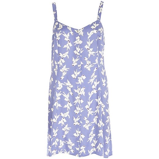 Lilac Chelsea Girl bird print dress river-island niebieski nadruki