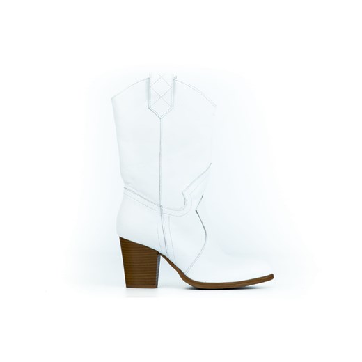 kowbojki do połowy łydki  - skóra naturalna - model 171 - kolor biały Zapato 41 wyprzedaż zapato.com.pl
