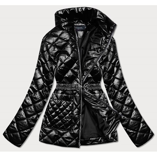 Pikowana kurtka damska z paskiem czarna (bh2208) ze sklepu goodlookin.pl w kategorii Kurtki damskie - zdjęcie 131013014