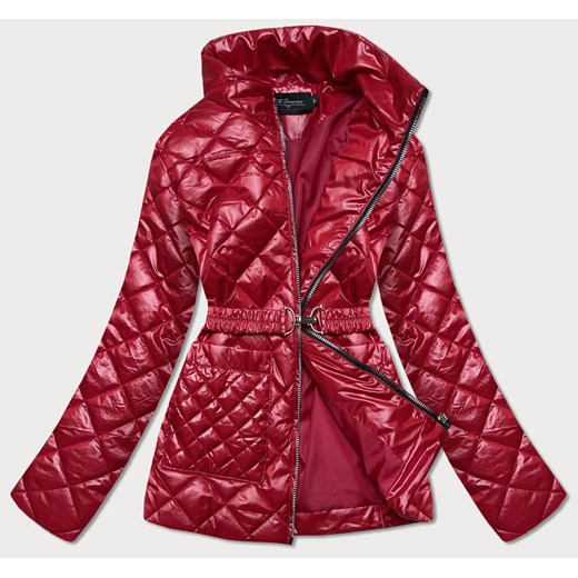 Pikowana kurtka damska z paskiem czerwona (bh2208) ze sklepu goodlookin.pl w kategorii Kurtki damskie - zdjęcie 131013034