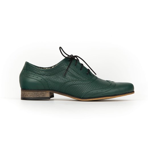 dziurkowane oxfordy - skóra naturalna - model 246 mix - kolor zielony Zapato 43 zapato.com.pl