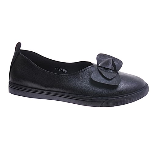 Czarne wkładane trampki slip on z kokardą /C1-2 10831 S190/ Pantofelek24 39 okazja Pantofelek24.pl Jacek Włodarczyk