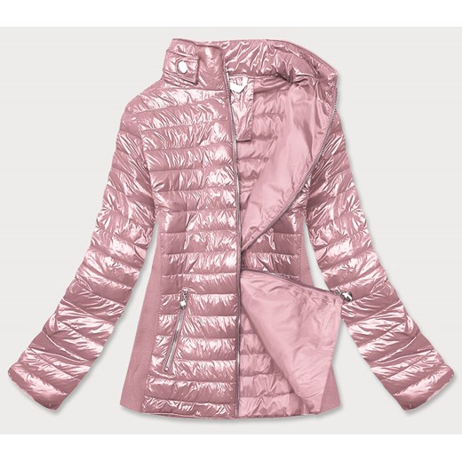 Błyszcząca kurtka damska ze stójką różowa (7210-52) ze sklepu goodlookin.pl w kategorii Kurtki damskie - zdjęcie 131052153