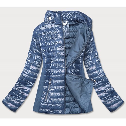 Błyszcząca kurtka damska ze stójką niebieska (7210-305) ze sklepu goodlookin.pl w kategorii Kurtki damskie - zdjęcie 131052160