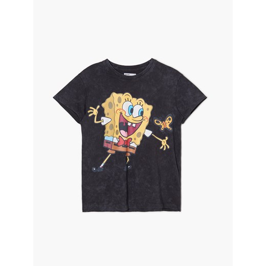 Cropp - Czarny t-shirt SpongeBob - Szary Cropp S Cropp