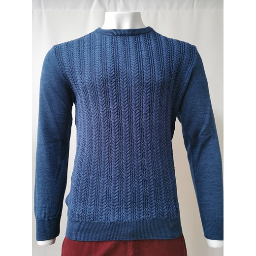 Sweter męski pod szyję - wełna merino - Fabiano - indygo - M ze sklepu Swetry Lasota w kategorii Swetry męskie - zdjęcie 131086042