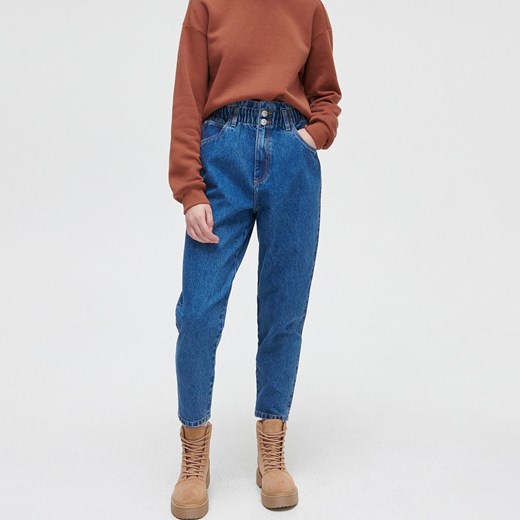 Cropp - Niebieskie jeansy slouchy high waist - Niebieski Cropp 40 promocyjna cena Cropp
