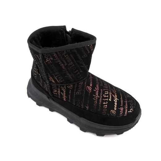 Śniegowce damskie ocieplone futerkiem - NEWS 21SN26-4355, czarne N.e.w.s. 36 ulubioneobuwie wyprzedaż