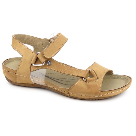Wygodne sandały damskie ze skóry licowej - HELIOS Komfort 249, brązowe Helios Komfort 36 ulubioneobuwie