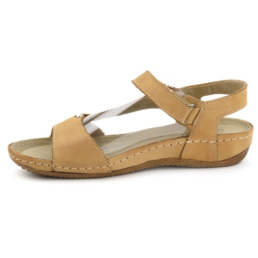 Wygodne sandały damskie ze skóry licowej - HELIOS Komfort 249, brązowe Helios Komfort 39 ulubioneobuwie