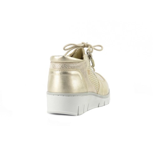 Skórzane sneakersy damskie z suwakiem - Helios Komfort 536-1, złote Helios Komfort 36 wyprzedaż ulubioneobuwie