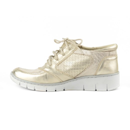 Skórzane sneakersy damskie z suwakiem - Helios Komfort 536-1, złote ze sklepu ulubioneobuwie w kategorii Półbuty damskie - zdjęcie 131134331