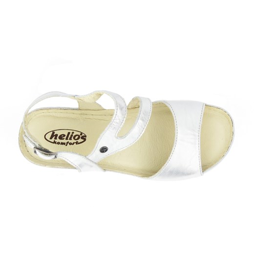 Wygodne sandały damskie na koturnie - HELIOS Komfort 219, srebrne Helios Komfort 37 ulubioneobuwie wyprzedaż