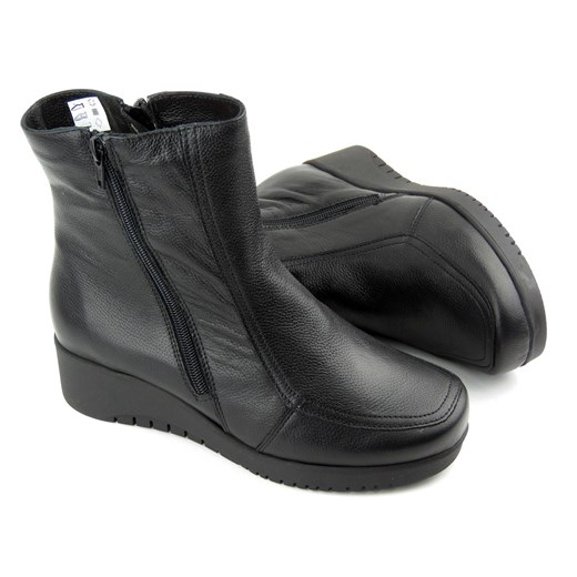 Komfortowe botki damskie ocieplone wełną - WASAK 0404, czarne ze sklepu ulubioneobuwie w kategorii Botki - zdjęcie 131135742