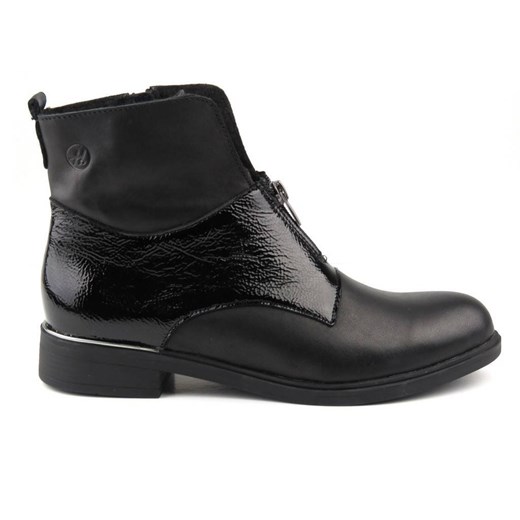 Skórzane botki damskie HELIOS Komfort 502, czarne ze sklepu ulubioneobuwie w kategorii Botki - zdjęcie 131136880