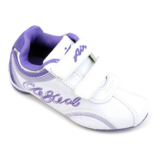 Adidasy, buty sportowe dziecięce na rzepy - AIR 001, biało-fioletowe 28 ulubioneobuwie