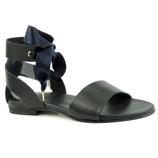 Skórzane sandały damskie, gladiatorki GIS 9F, czarne ze sklepu ulubioneobuwie w kategorii Sandały damskie - zdjęcie 131138831