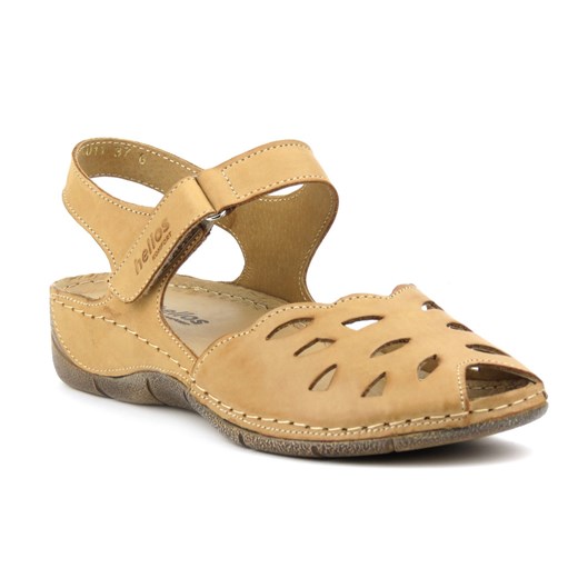 Sandały damskie z ażurową cholewką - HELIOS Komfort 4011, jasnobrązowe ze sklepu ulubioneobuwie w kategorii Sandały damskie - zdjęcie 131139191