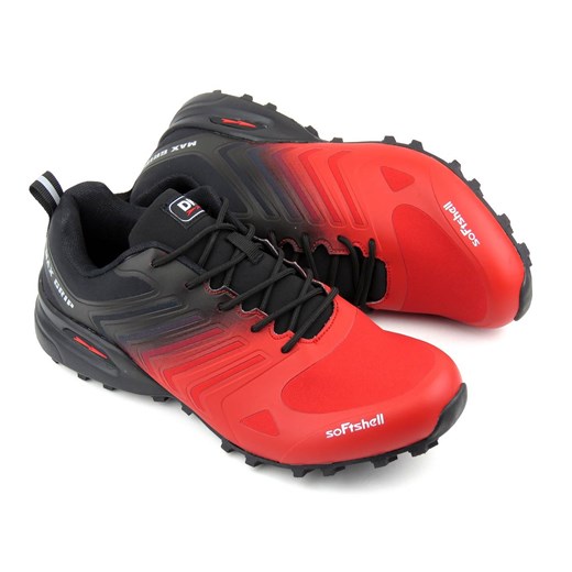 Buty męskie trekkingowe z Softshell - DK VB16571, czarno-czerwone 44 ulubioneobuwie