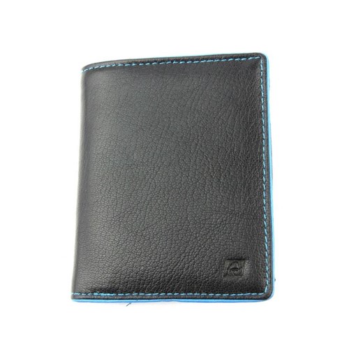 Skórzany, czarny portfel z niebieskim obszyciem A-ART A-art uniwersalny ulubioneobuwie