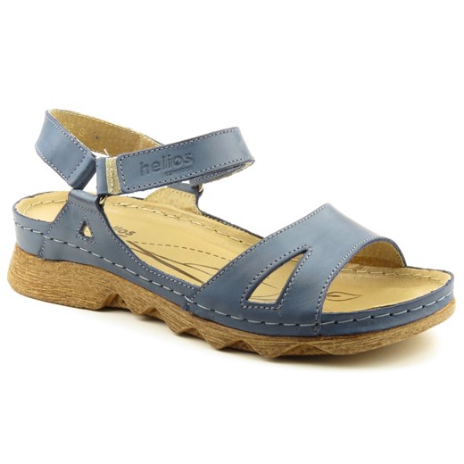 Wygodne sandały damskie ze skóry - HELIOS Komfort 248, granatowe ze sklepu ulubioneobuwie w kategorii Sandały damskie - zdjęcie 131139762