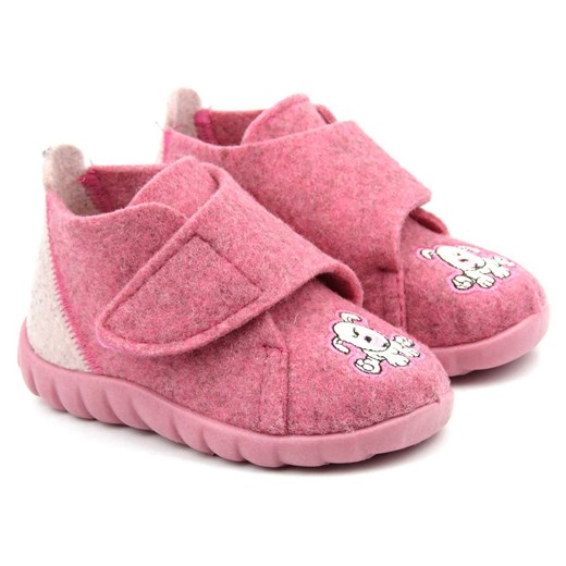 Zimowe, ciepłe kapcie dziecięce z pieskiem - BEFADO 459P008, różowe ze sklepu ulubioneobuwie w kategorii Buciki niemowlęce - zdjęcie 131139893