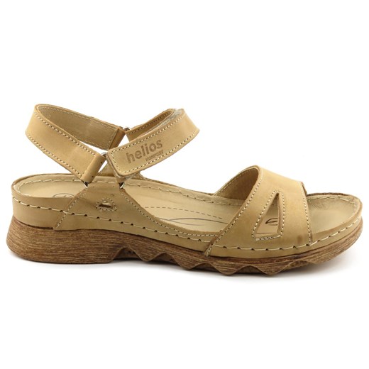 Skórzane sandały damskie na platformie HELIOS Komfort 248, jasny brąz Helios Komfort 40 ulubioneobuwie