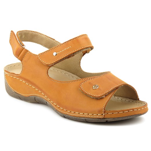 Wygodne sandały damskie na rzepy - Helios Komfort 266, brązowe Helios Komfort 41 wyprzedaż ulubioneobuwie