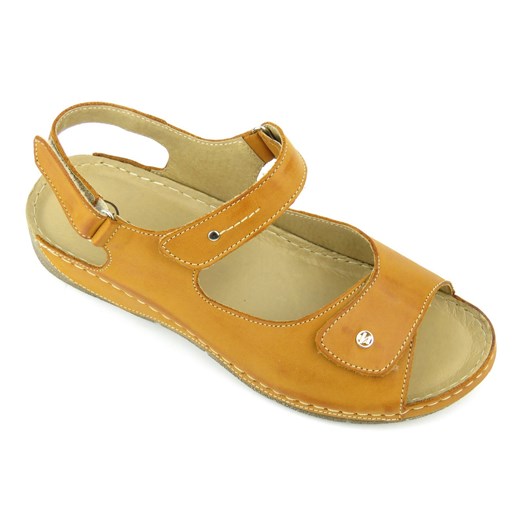 Wygodne sandały damskie na rzepy - Helios Komfort 266, brązowe Helios Komfort 40 okazyjna cena ulubioneobuwie