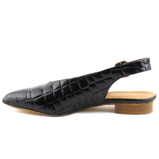 Sandały damskie z imitacji krokodylej skóry - VENEZIA 8031, czarne Venezia 36 ulubioneobuwie okazyjna cena